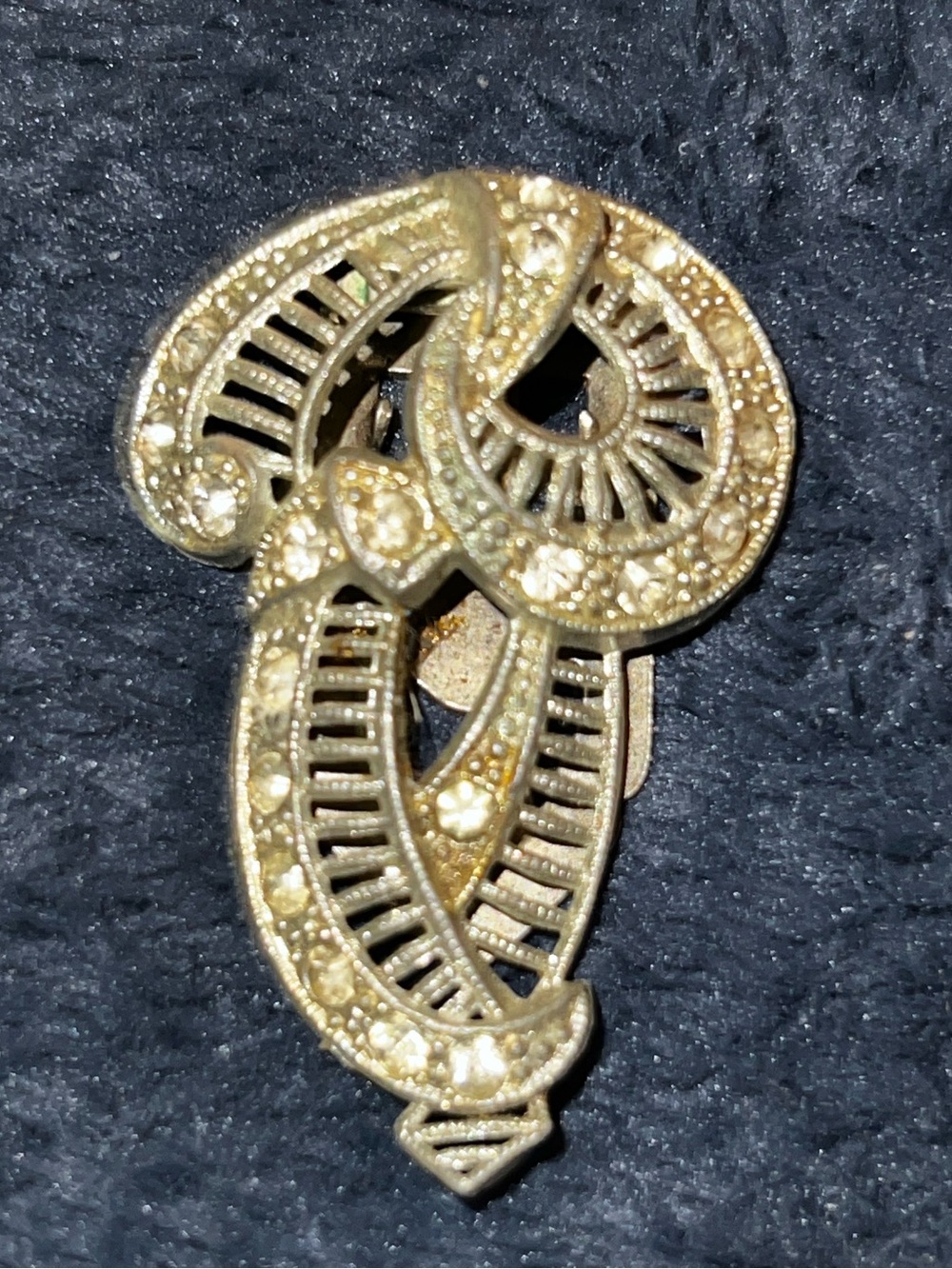 Vintage Filigree Silver Tone Rhinestone Dress Shoe Clip